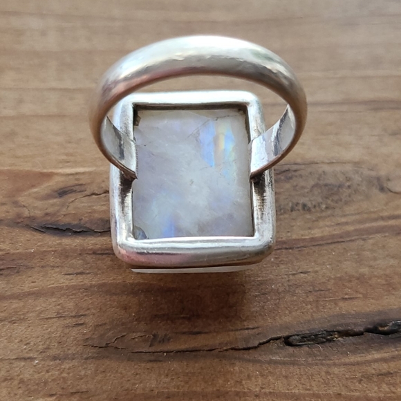 Rectangular Sterling Moonstone Ring - Picture 2 of 4